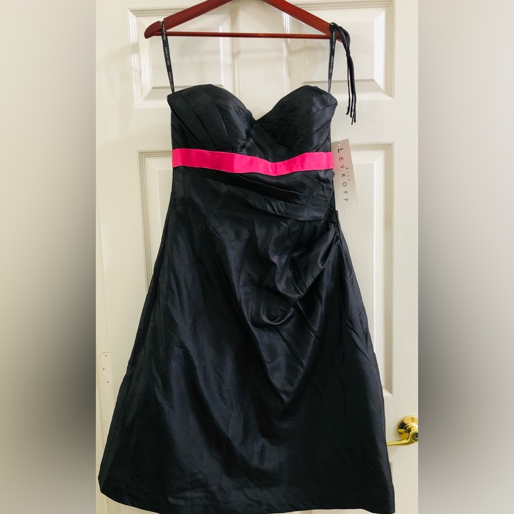 Bill Levkoff Black Pink Formal Cocktail Dress Size 8 NWT